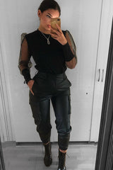 Black Fishnet Mesh Sleeve Top - Ebbie