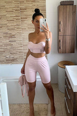 Nude Vinyl Bandeau Cycling Shorts Co-Ord - Giselle