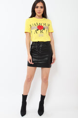 Yellow L'amour Paris Rose Slogan T-shirt - Marissa