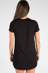 Black Graphic Print T Shirt Dress - Marley