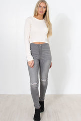 Marnie Cream Ribbed Zip Back Top