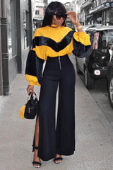 Black Zip Front High Waisted Flare Trousers - Gerta