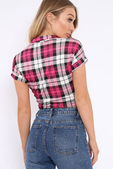Pink Check Tie Front Shirt - Marsha