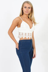 White Low Cut Crop Top - Marta