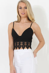 Black Low Cut Crop Top - Marta