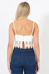 White Low Cut Crop Top - Marta