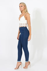 White Low Cut Crop Top - Marta