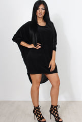 Marti Black Knitted High Neck Jumper Dress