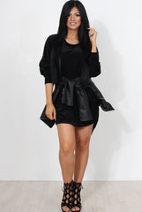 Marti Black Knitted High Neck Jumper Dress