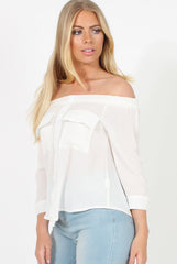 White Bardot Top - Martie