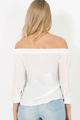 White Bardot Top - Martie