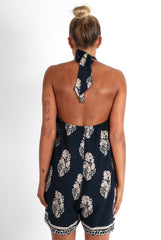 Mary Navy Paisley Print Playsuit