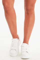 White Pink Faux Suede Insert Chunky Sole Trainers - Yuki