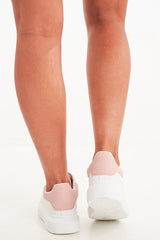 White Pink Faux Suede Insert Chunky Sole Trainers - Yuki