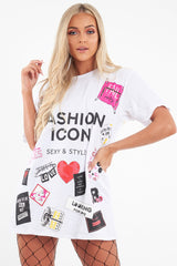 White Fashion Icon Slogan Print T-Shirt - Raeonna