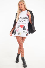 White Fashion Icon Slogan Print T-Shirt - Raeonna