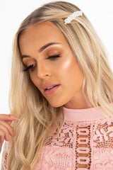 Gold Pearl Cluster Detail Slide Barrette - Gracie