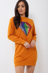 Mustard Loved Sequin Diamond Jumper Dress - Mary