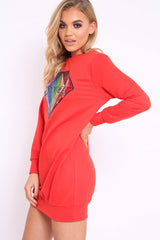 Red Loved Sequin Diamond Jumper Dress - Mary
