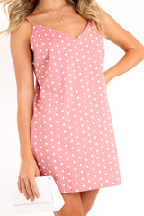 Mauve Polka Dot Cami Strap Shift Dress - Aliaa