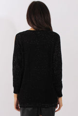 Black Sparkle Knitted Cold Shoulder Jumper - May