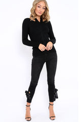 Black Choker Twist Knit Jumper - Maya