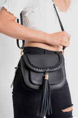 Black Tassel front Cross Body Bag - Mayanne