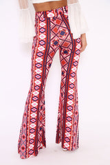 Fuchsia Aztec Print Flares - Mayna