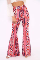 Fuchsia Aztec Print Flares - Mayna
