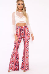 Fuchsia Aztec Print Flares - Mayna