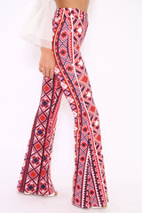 Fuchsia Aztec Print Flares - Mayna