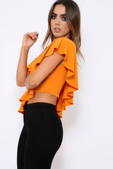 Mustard One Shouldered Frill Top - Maysa