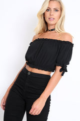 Black Ribbed Frill Gypsy Top - Maysia