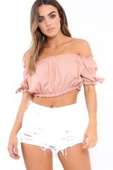 Rose Ribbed Frill Gypsy Top - Maysia