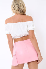 White Ribbed Frill Gypsy Top - Maysia