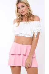 White Ribbed Frill Gypsy Top - Maysia