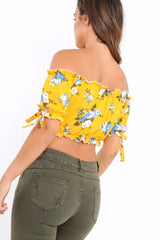 Yellow Floral Frill Gypsy Top - Maysia