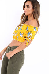 Yellow Floral Frill Gypsy Top - Maysia