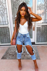 Light Extreme Rip Boyfriend Jeans - Mazy