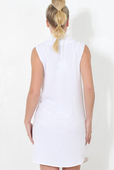 White Double Breasted Sleeveless Dress -Meg