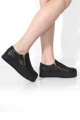 Megan Black Snakeskin Platform Skaters