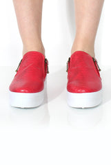 Megan Red Snakeskin Platform Skaters