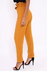 Mustard Frill Hem Wide Legged Trousers - Megan