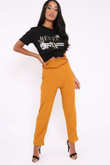 Mustard Frill Hem Wide Legged Trousers - Megan
