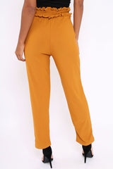 Mustard Frill Hem Wide Legged Trousers - Megan