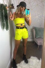 Lime Buckle Utility Crop Top and Shorts Co-ord - Juri