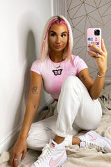 Pink Tie Dye Ribbed Butterfly Crop Top - Indya