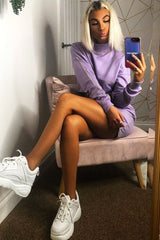 Lilac Lime Contrast Stitch Crop Jumper Skirt Co-ord - Keva