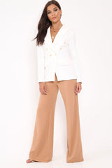 White Double Gold Button Blazer - Meka