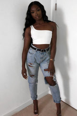 Washed Blue Distressed Jeans - Gilly